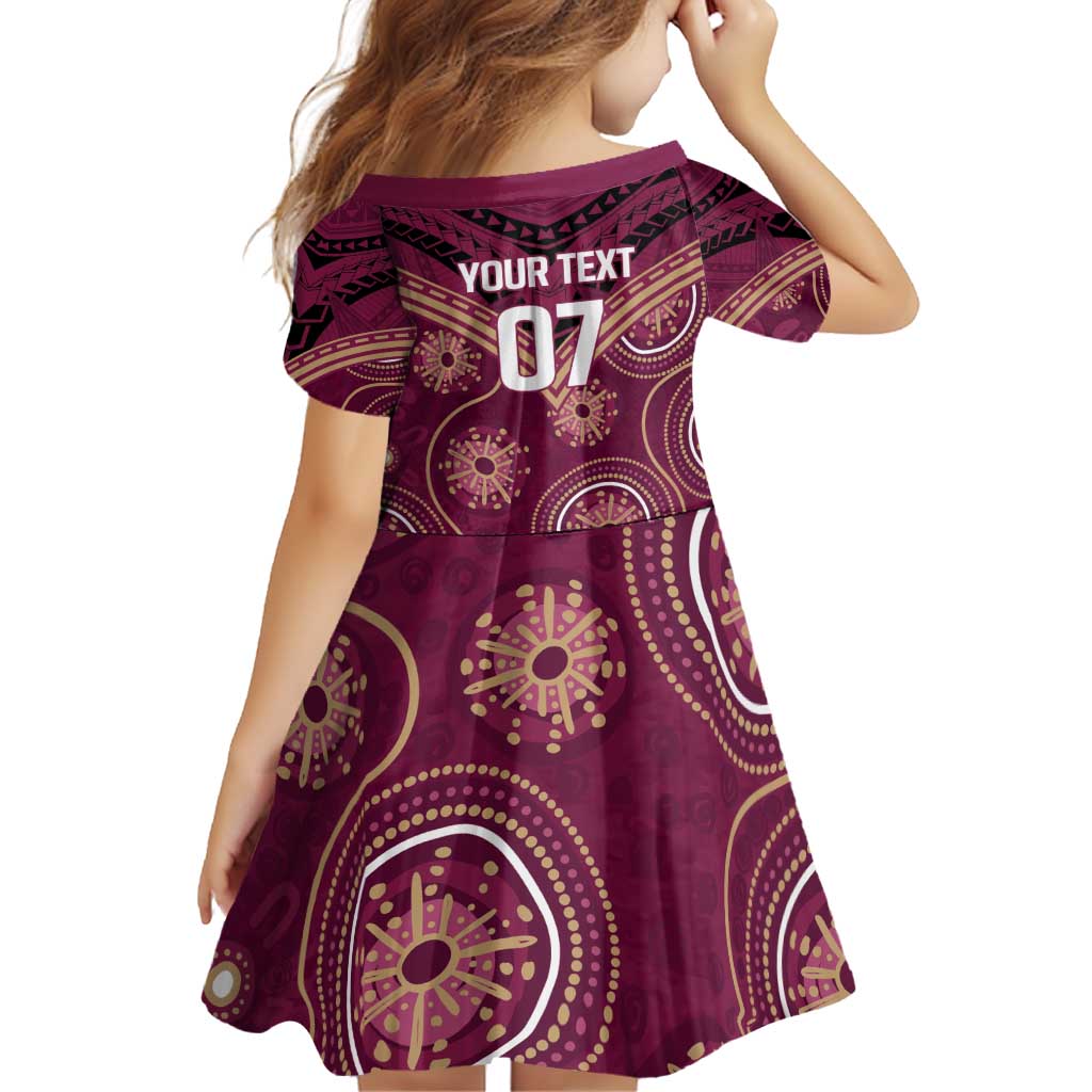 Personalized Australia QLD Maroons Family Matching Puletasi and Hawaiian Shirt Indigenous Aboriginal Mix Polynesian Motifs