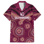 Personalized Australia QLD Maroons Family Matching Short Sleeve Bodycon Dress and Hawaiian Shirt Indigenous Aboriginal Mix Polynesian Motifs