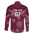 Personalized Australia QLD Maroons Family Matching Short Sleeve Bodycon Dress and Hawaiian Shirt Indigenous Aboriginal Mix Polynesian Motifs