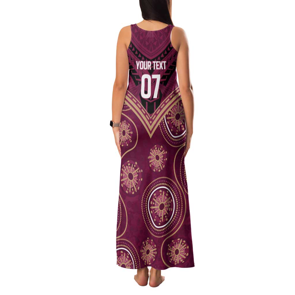 Personalized Australia QLD Maroons Family Matching Tank Maxi Dress and Hawaiian Shirt Indigenous Aboriginal Mix Polynesian Motifs