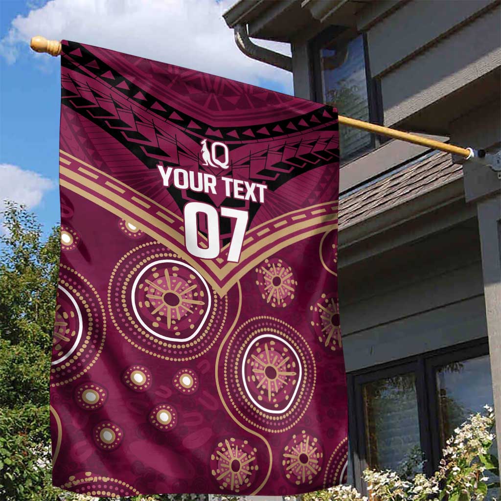 Personalized Australia QLD Maroons Garden Flag Indigenous Aboriginal Mix Polynesian Motifs
