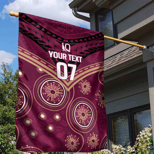 Personalized Australia QLD Maroons Garden Flag Indigenous Aboriginal Mix Polynesian Motifs