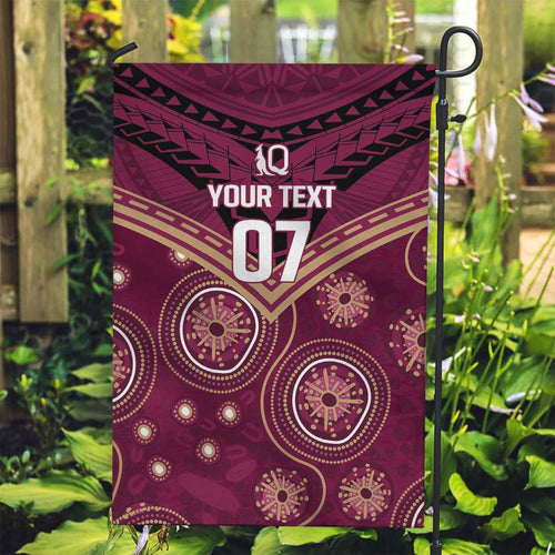 Personalized Australia QLD Maroons Garden Flag Indigenous Aboriginal Mix Polynesian Motifs