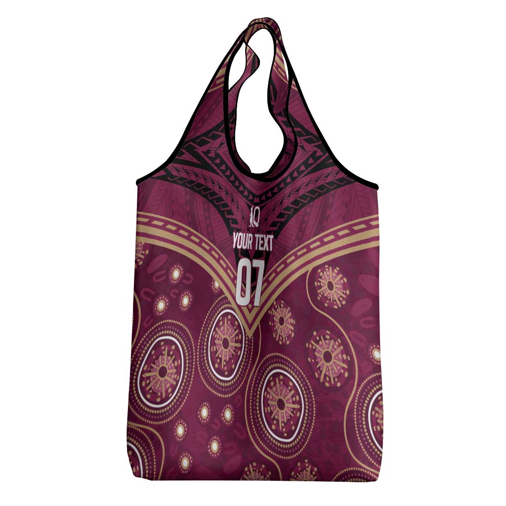 Personalized Australia QLD Maroons Grocery Bag Indigenous Aboriginal Mix Polynesian Motifs