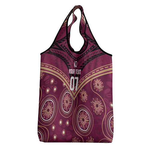 Personalized Australia QLD Maroons Grocery Bag Indigenous Aboriginal Mix Polynesian Motifs