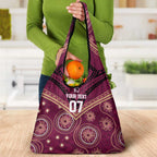 Personalized Australia QLD Maroons Grocery Bag Indigenous Aboriginal Mix Polynesian Motifs