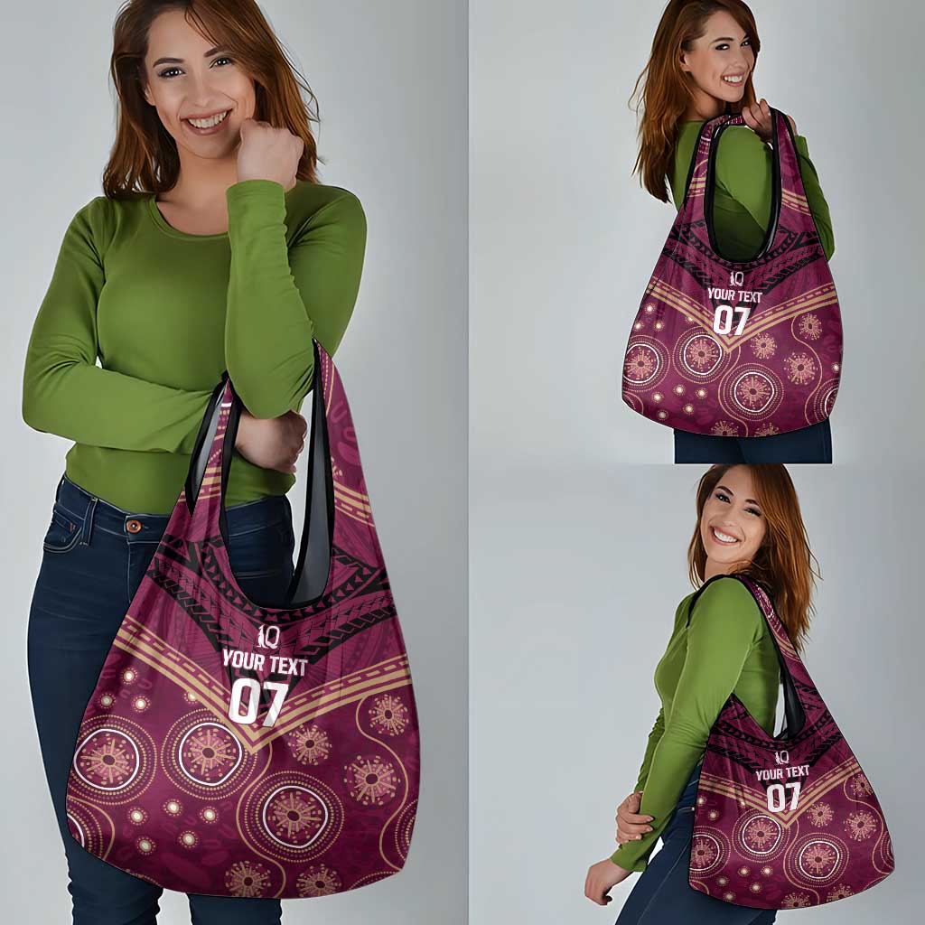 Personalized Australia QLD Maroons Grocery Bag Indigenous Aboriginal Mix Polynesian Motifs
