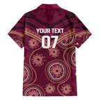 Personalized Australia QLD Maroons Hawaiian Shirt Indigenous Aboriginal Mix Polynesian Motifs