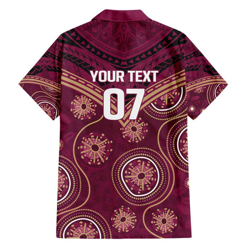 Personalized Australia QLD Maroons Hawaiian Shirt Indigenous Aboriginal Mix Polynesian Motifs