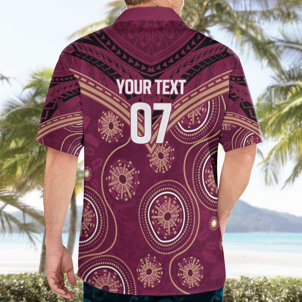 Personalized Australia QLD Maroons Hawaiian Shirt Indigenous Aboriginal Mix Polynesian Motifs