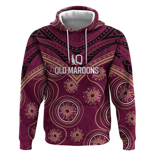 Personalized Australia QLD Maroons Hoodie Indigenous Aboriginal Mix Polynesian Motifs