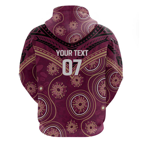 Personalized Australia QLD Maroons Hoodie Indigenous Aboriginal Mix Polynesian Motifs