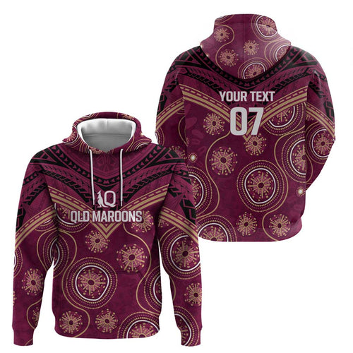 Personalized Australia QLD Maroons Hoodie Indigenous Aboriginal Mix Polynesian Motifs