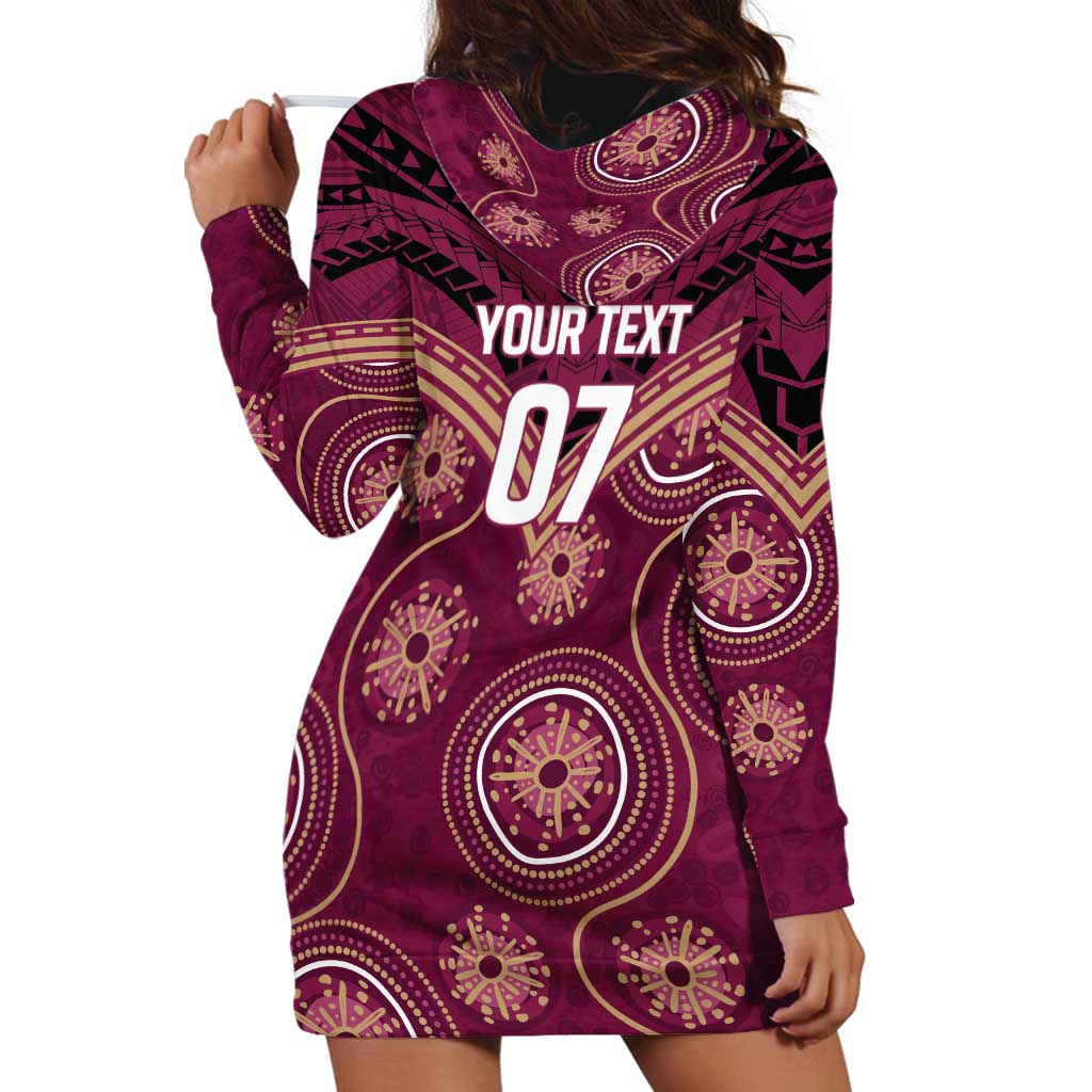 Personalized Australia QLD Maroons Hoodie Dress Indigenous Aboriginal Mix Polynesian Motifs