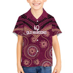 Personalized Australia QLD Maroons Kid Hawaiian Shirt Indigenous Aboriginal Mix Polynesian Motifs