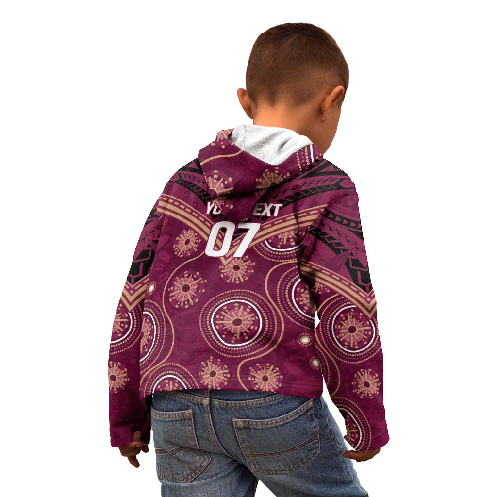 Personalized Australia QLD Maroons Kid Hoodie Indigenous Aboriginal Mix Polynesian Motifs