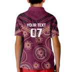 Personalized Australia QLD Maroons Kid Polo Shirt Indigenous Aboriginal Mix Polynesian Motifs
