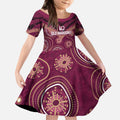 Personalized Australia QLD Maroons Kid Short Sleeve Dress Indigenous Aboriginal Mix Polynesian Motifs