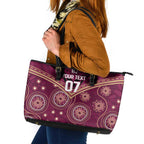 Personalized Australia QLD Maroons Leather Tote Bag Indigenous Aboriginal Mix Polynesian Motifs