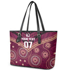 Personalized Australia QLD Maroons Leather Tote Bag Indigenous Aboriginal Mix Polynesian Motifs
