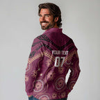 Personalized Australia QLD Maroons Long Sleeve Polo Shirt Indigenous Aboriginal Mix Polynesian Motifs