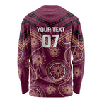 Personalized Australia QLD Maroons Long Sleeve Shirt Indigenous Aboriginal Mix Polynesian Motifs