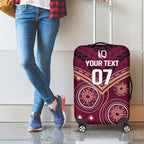 Personalized Australia QLD Maroons Luggage Cover Indigenous Aboriginal Mix Polynesian Motifs