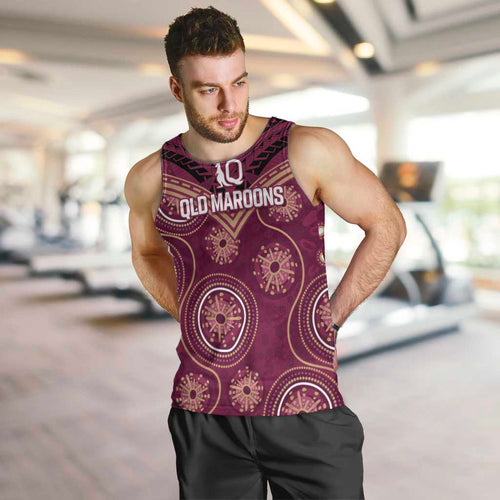 Personalized Australia QLD Maroons Men Tank Top Indigenous Aboriginal Mix Polynesian Motifs