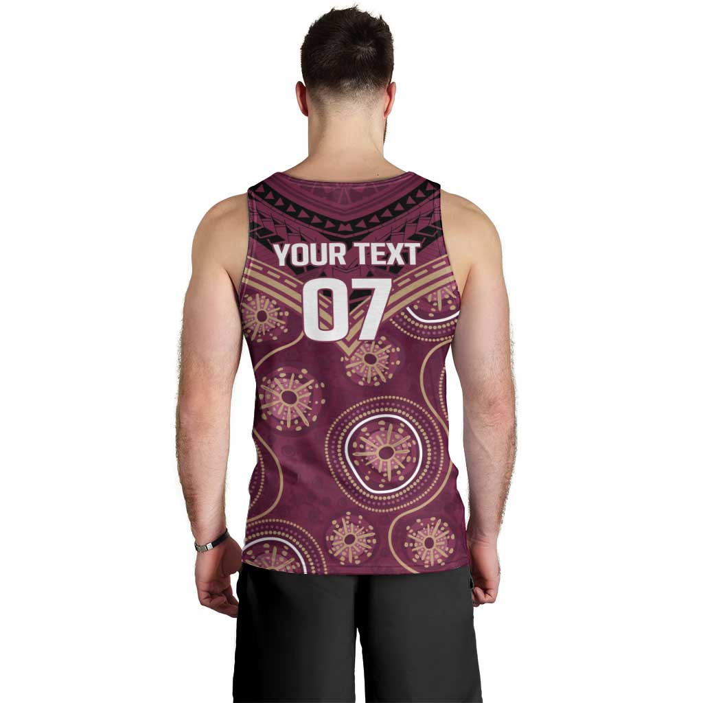 Personalized Australia QLD Maroons Men Tank Top Indigenous Aboriginal Mix Polynesian Motifs