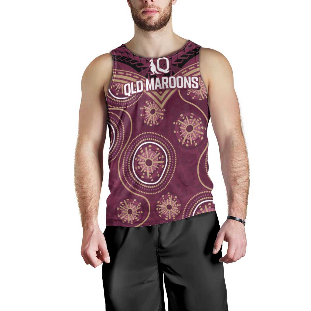 Personalized Australia QLD Maroons Men Tank Top Indigenous Aboriginal Mix Polynesian Motifs