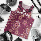 Personalized Australia QLD Maroons Men Tank Top Indigenous Aboriginal Mix Polynesian Motifs