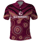 Personalized Australia QLD Maroons Polo Shirt Indigenous Aboriginal Mix Polynesian Motifs