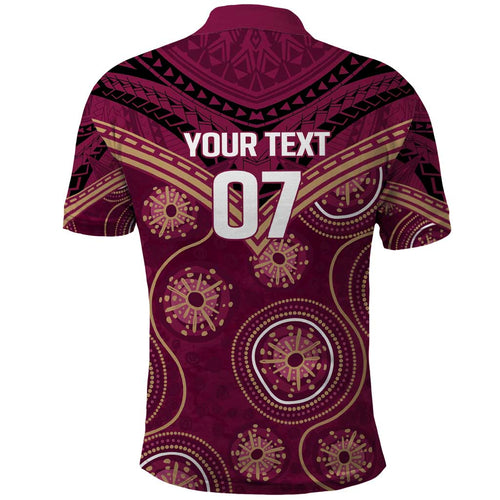 Personalized Australia QLD Maroons Polo Shirt Indigenous Aboriginal Mix Polynesian Motifs