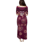 Personalized Australia QLD Maroons Puletasi Indigenous Aboriginal Mix Polynesian Motifs