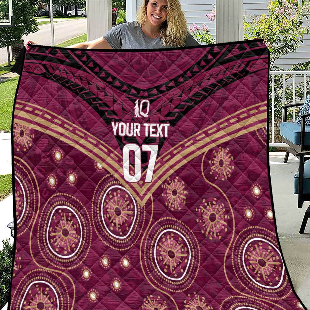 Personalized Australia QLD Maroons Quilt Indigenous Aboriginal Mix Polynesian Motifs