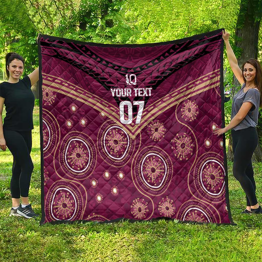 Personalized Australia QLD Maroons Quilt Indigenous Aboriginal Mix Polynesian Motifs