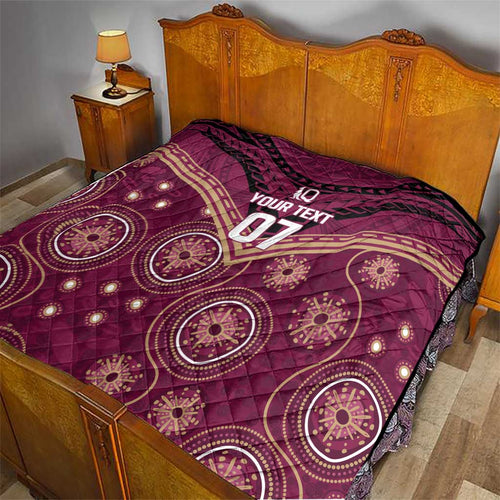 Personalized Australia QLD Maroons Quilt Indigenous Aboriginal Mix Polynesian Motifs