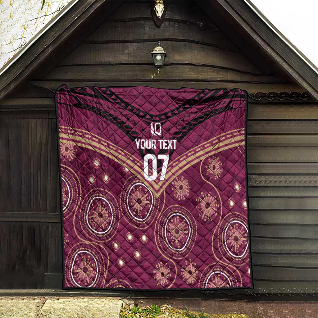 Personalized Australia QLD Maroons Quilt Indigenous Aboriginal Mix Polynesian Motifs
