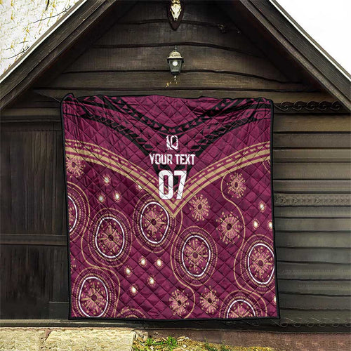 Personalized Australia QLD Maroons Quilt Indigenous Aboriginal Mix Polynesian Motifs