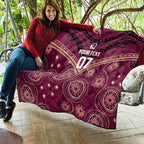 Personalized Australia QLD Maroons Quilt Indigenous Aboriginal Mix Polynesian Motifs