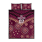 Personalized Australia QLD Maroons Quilt Bed Set Indigenous Aboriginal Mix Polynesian Motifs