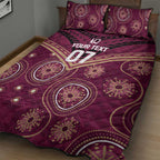 Personalized Australia QLD Maroons Quilt Bed Set Indigenous Aboriginal Mix Polynesian Motifs