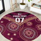 Personalized Australia QLD Maroons Round Carpet Indigenous Aboriginal Mix Polynesian Motifs