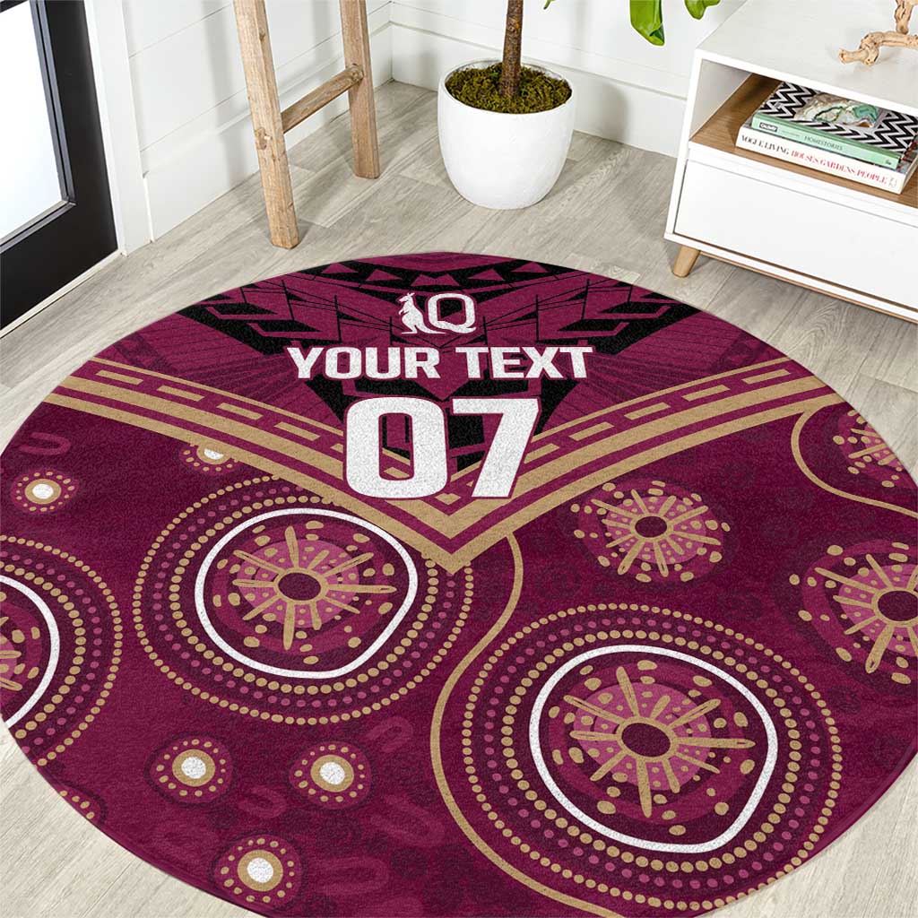 Personalized Australia QLD Maroons Round Carpet Indigenous Aboriginal Mix Polynesian Motifs