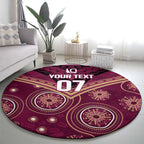 Personalized Australia QLD Maroons Round Carpet Indigenous Aboriginal Mix Polynesian Motifs