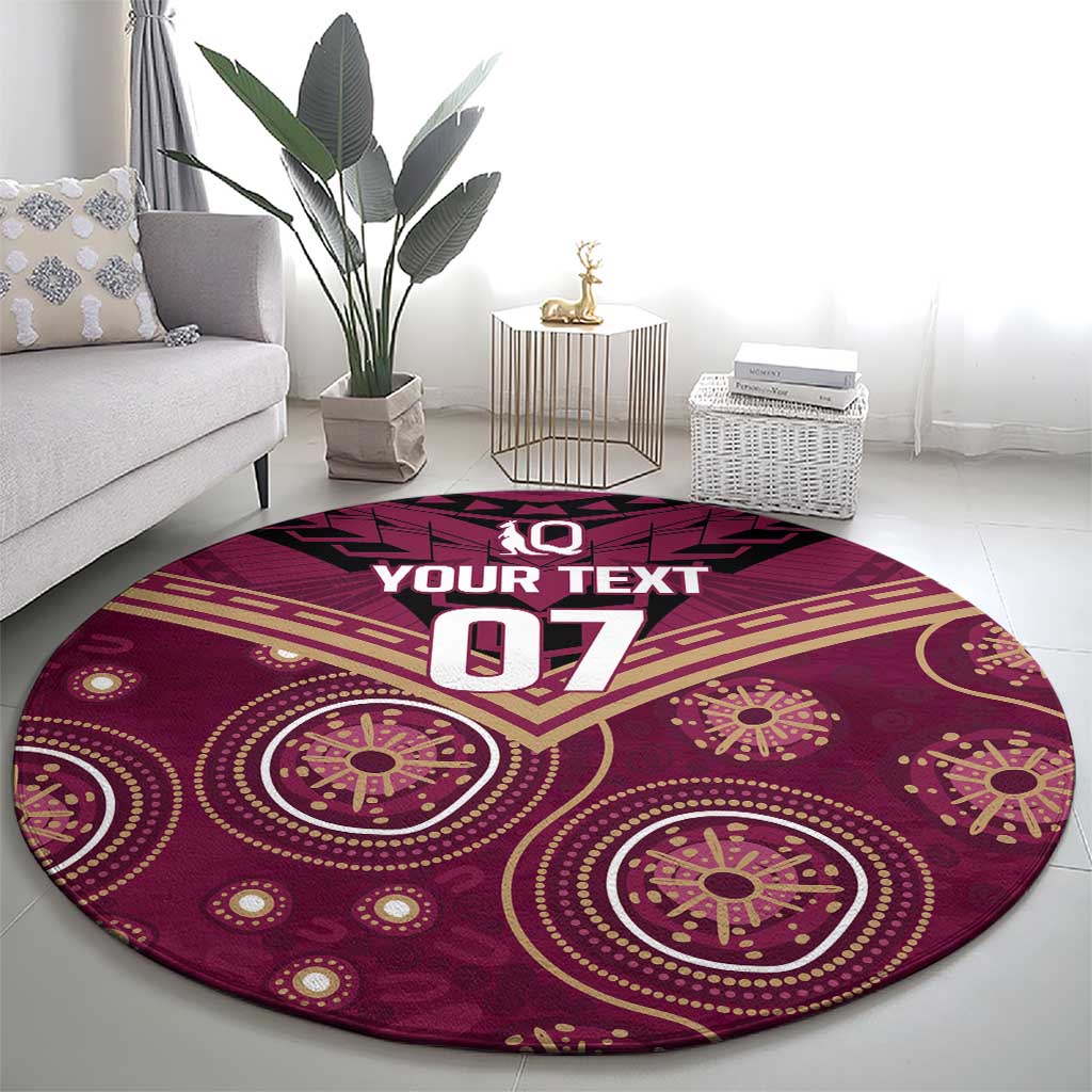 Personalized Australia QLD Maroons Round Carpet Indigenous Aboriginal Mix Polynesian Motifs