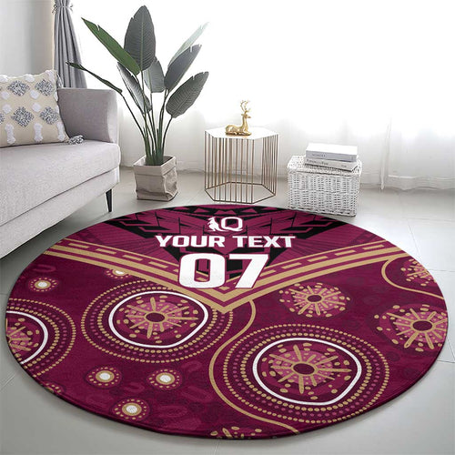 Personalized Australia QLD Maroons Round Carpet Indigenous Aboriginal Mix Polynesian Motifs