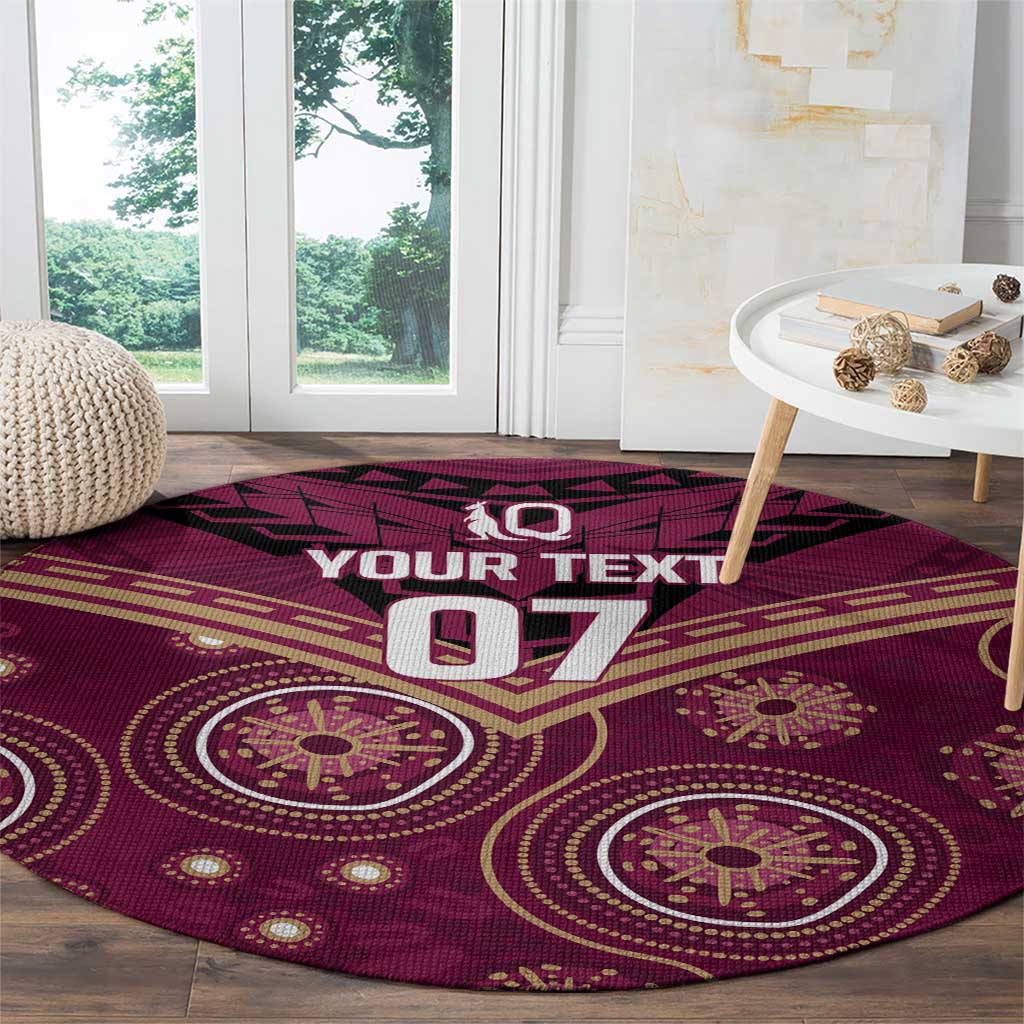 Personalized Australia QLD Maroons Round Carpet Indigenous Aboriginal Mix Polynesian Motifs