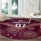 Personalized Australia QLD Maroons Round Carpet Indigenous Aboriginal Mix Polynesian Motifs