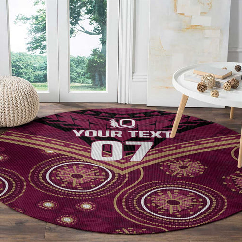 Personalized Australia QLD Maroons Round Carpet Indigenous Aboriginal Mix Polynesian Motifs
